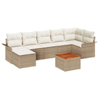 Conjunto de sofás de jardín 8 pcs Beige y Crema ratán sintético