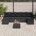 Conjunto de sofás de jardín 8 pcs Negro ratán sintético