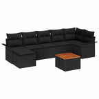 Conjunto de sofás de jardín 8 pcs Negro ratán sintético