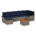 Conjunto de sofás de jardín 8 pcs Gris y azul marino