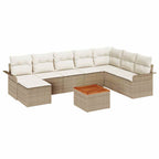 Conjunto de sofás de jardín 9 pcs Beige y Crema ratán sintético
