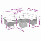 Conjunto de sofás de jardín 9 pcs Beige y Crema ratán sintético