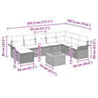 Conjunto de sofás de jardín 9 pcs Negro y Turquesa