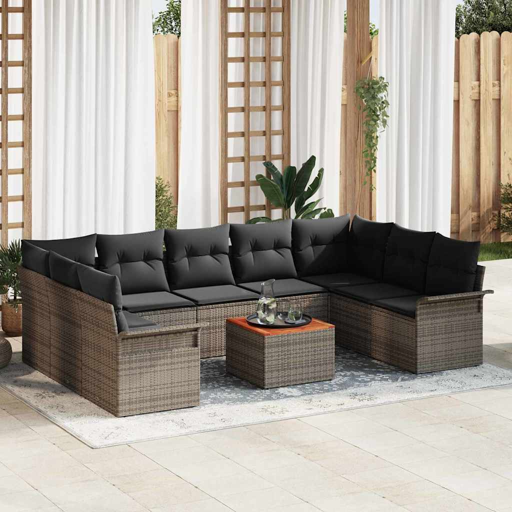 Conjunto de sofá de jardín Manual 4 pcs Negro y crema Poliratán
