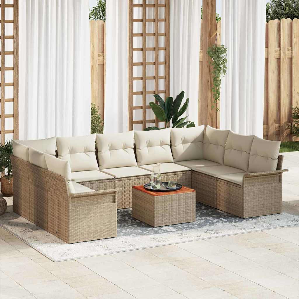 Conjunto de sofá de jardín Manual 4 pcs Negro y crema Poliratán