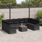 Conjunto de sofás de jardín 10 pcs Negro ratán sintético