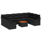 Conjunto de sofás de jardín 10 pcs Negro ratán sintético