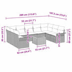 Conjunto de sofás de jardín 10 pcs Negro ratán sintético