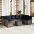 Conjunto de sofás de jardín 10 pcs Gris y azul marino