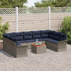 Conjunto de sofás de jardín 10 pcs Gris y azul marino