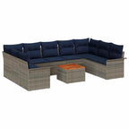 Conjunto de sofás de jardín 10 pcs Gris y azul marino