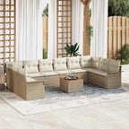 Conjunto de sofás de jardín 11 pcs Beige y Crema