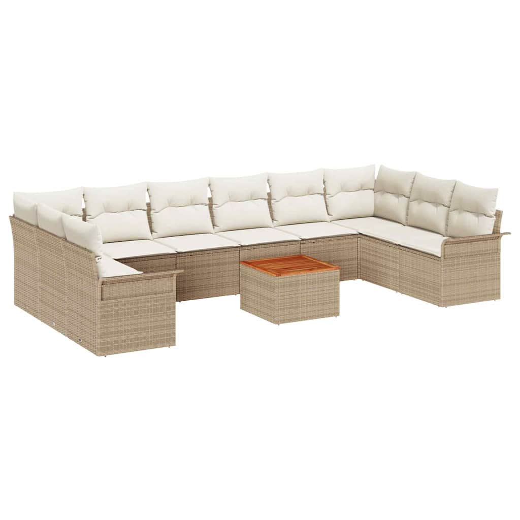 Conjunto de sofás de jardín 11 pcs Beige y Crema