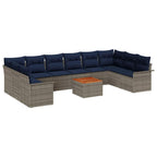 Conjunto de sofás de jardín 11 pcs Gris y azul marino