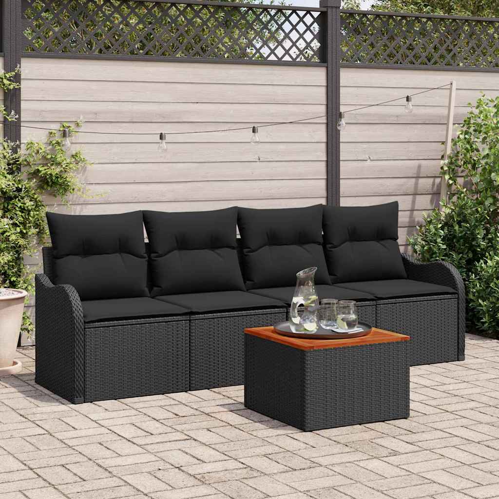 Conjunto de sofás de jardín 5 pcs Beige y Crema ratán sintético