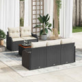 Conjunto de sofás de jardín 6 pcs Negro y crema ratán sintético