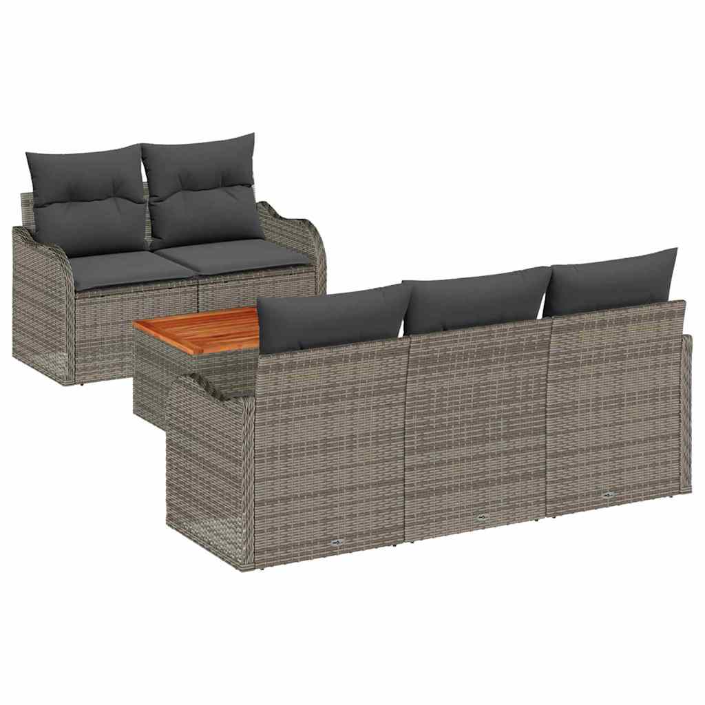Conjunto de sofás de jardín 6 pcs Gris ratán sintético