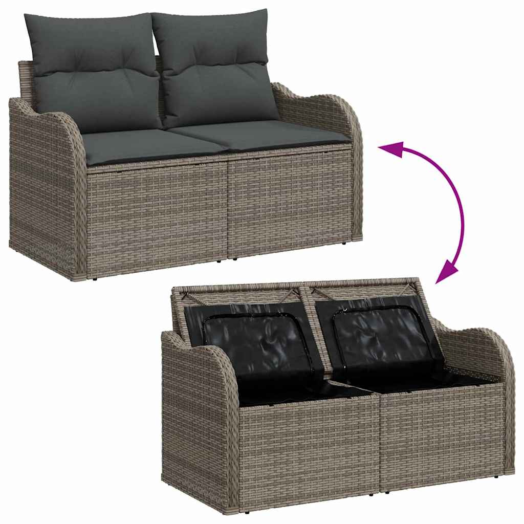 Conjunto de sofás de jardín 6 pcs Gris ratán sintético