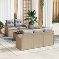Conjunto de sofás de jardín 6 pcs Beige y Gris Claro