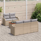 Conjunto de sofás de jardín 6 pcs Beige y Gris Claro
