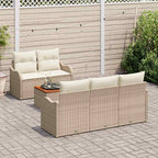 Conjunto de sofás de jardín 6 pcs Beige y Crema ratán sintético
