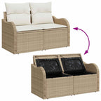 Conjunto de sofás de jardín 6 pcs Beige y Crema ratán sintético
