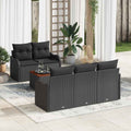 Conjunto de sofás de jardín 6 pcs Negro ratán sintético