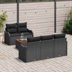 Conjunto de sofás de jardín 6 pcs Negro ratán sintético