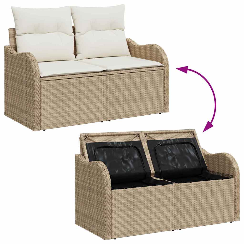 Conjunto de sofás de jardín 7 pcs Beige y Crema ratán sintético