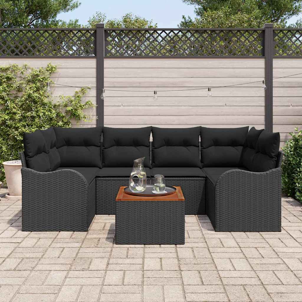 Conjunto de sofás de jardín 7 pcs Beige y Crema ratán sintético