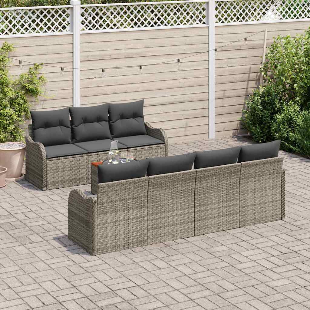 Conjunto de sofás de jardín 8 pcs Gris ratán sintético