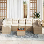 Conjunto de sofás de jardín 8 pcs Beige y Crema ratán sintético