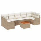 Conjunto de sofás de jardín 8 pcs Beige y Crema ratán sintético