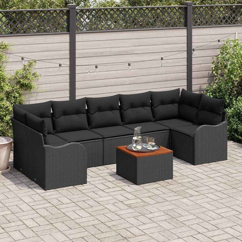 Conjunto de sofás de jardín 8 pcs Beige y Crema ratán sintético