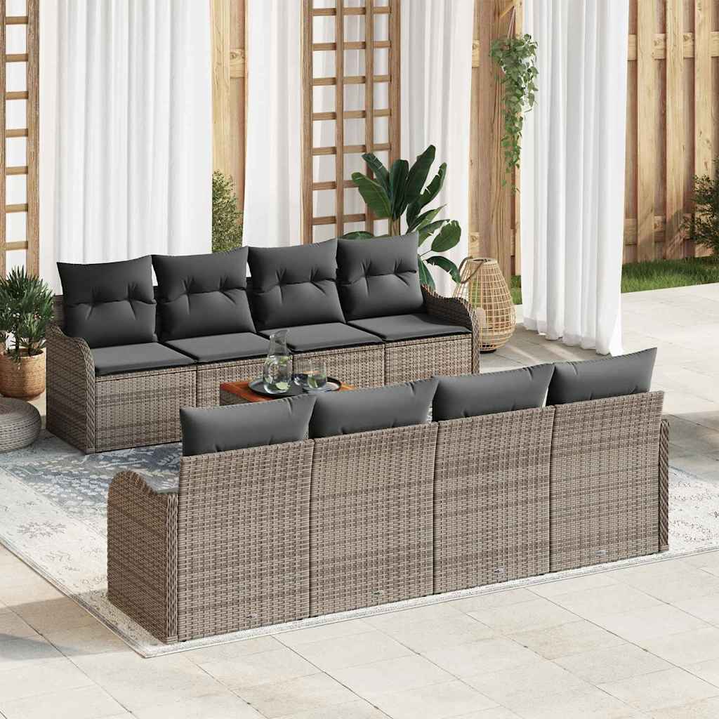 Conjunto de sofás de jardín 9 pcs Beige y Crema ratán sintético