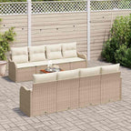 Conjunto de sofás de jardín 9 pcs Beige y Crema ratán sintético