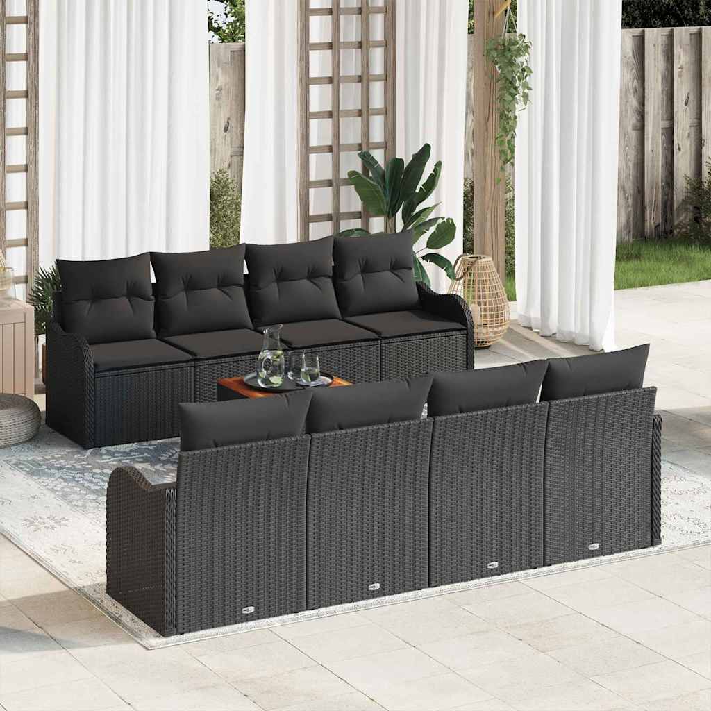Conjunto de sofás de jardín 9 pcs Beige y Crema ratán sintético