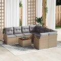 Conjunto de sofás de jardín 9 pcs Beige y Gris Claro