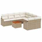 Conjunto de sofás de jardín 9 pcs Beige y Crema ratán sintético