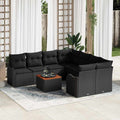 Conjunto de sofás de jardín 9 pcs Negro ratán sintético