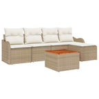 Conjunto de sofás de jardín 6 pcs Beige y Crema ratán sintético