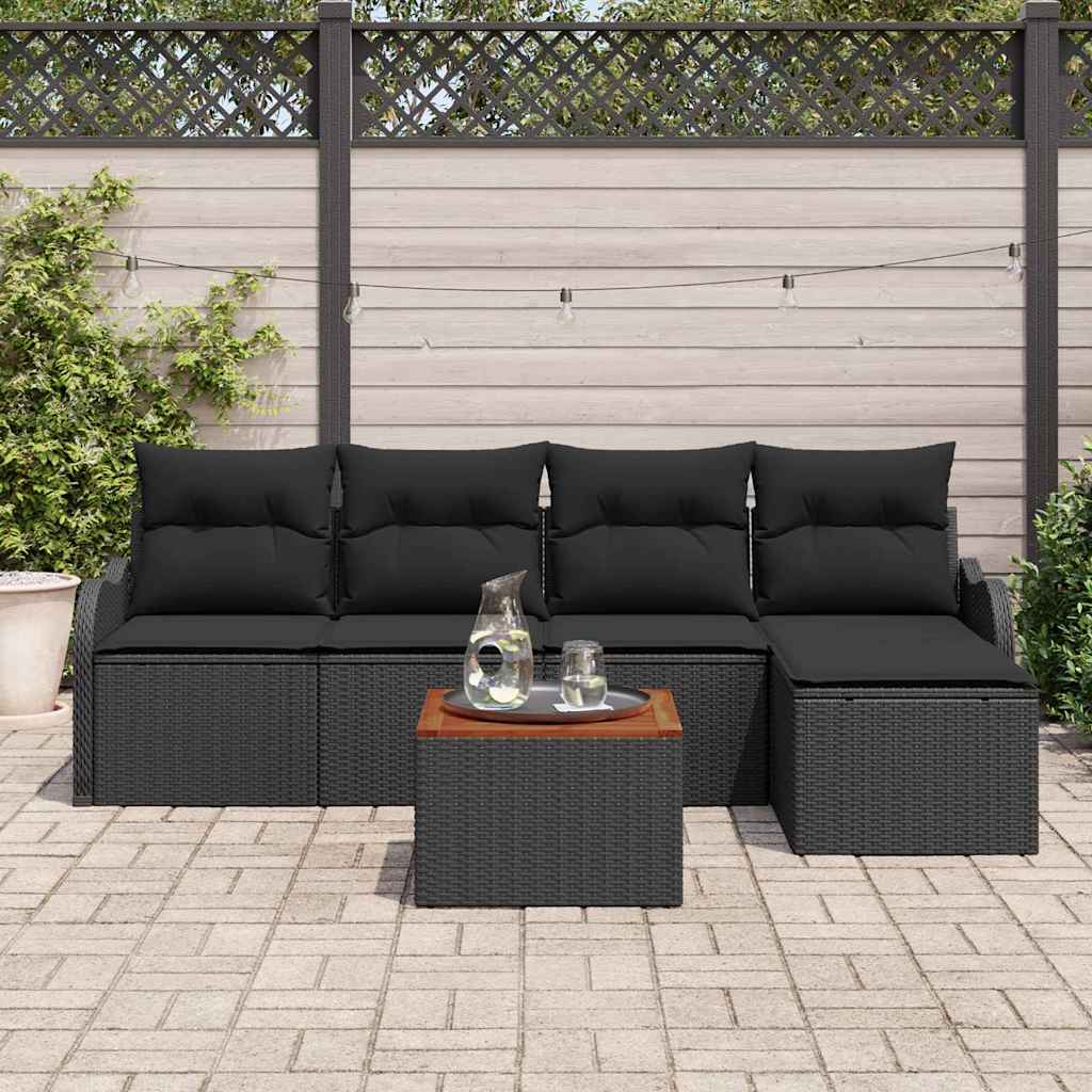 Conjunto de sofás de jardín 6 pcs Beige y Crema ratán sintético