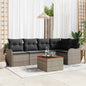 Conjunto de sofá de jardim 6 peças Bege e Creme vime sintético