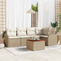 Conjunto de sofá de jardim 6 peças Bege e Creme vime sintético