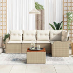 Conjunto de sofás de jardín 6 pcs Beige y Crema ratán sintético