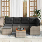 Conjunto de sofás de jardín 7 pcs Gris ratán sintético