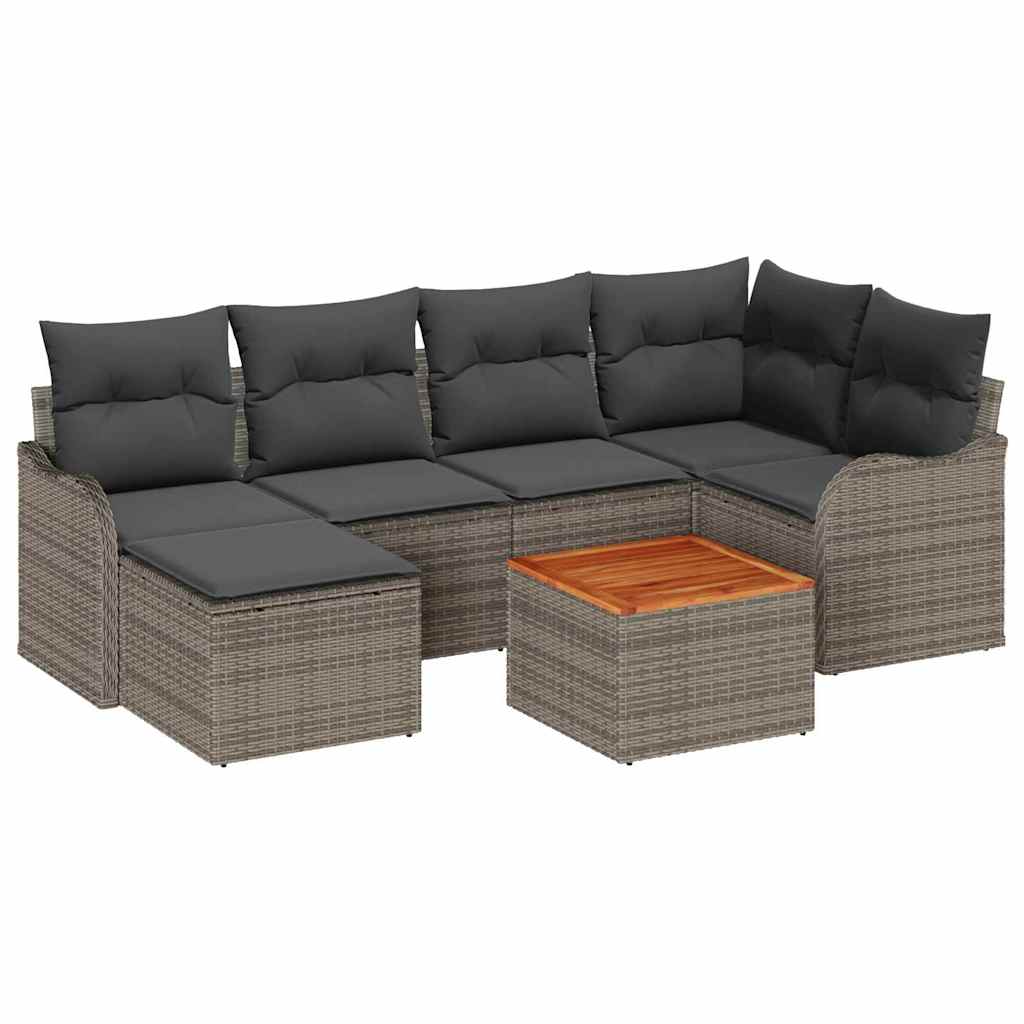 Conjunto de sofás de jardín 7 pcs Gris ratán sintético