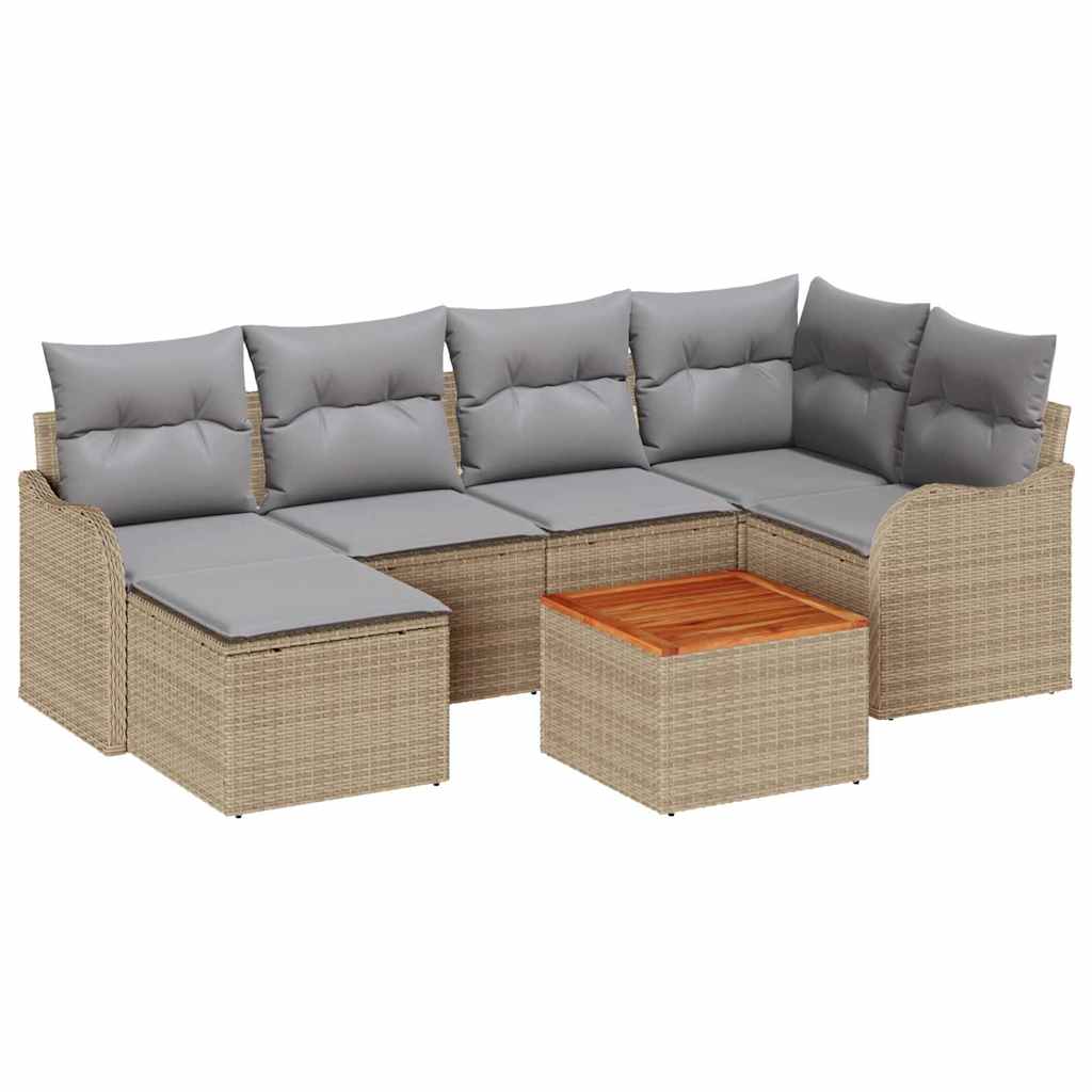 Conjunto de sofás de jardín 7 pcs Beige y Gris Claro