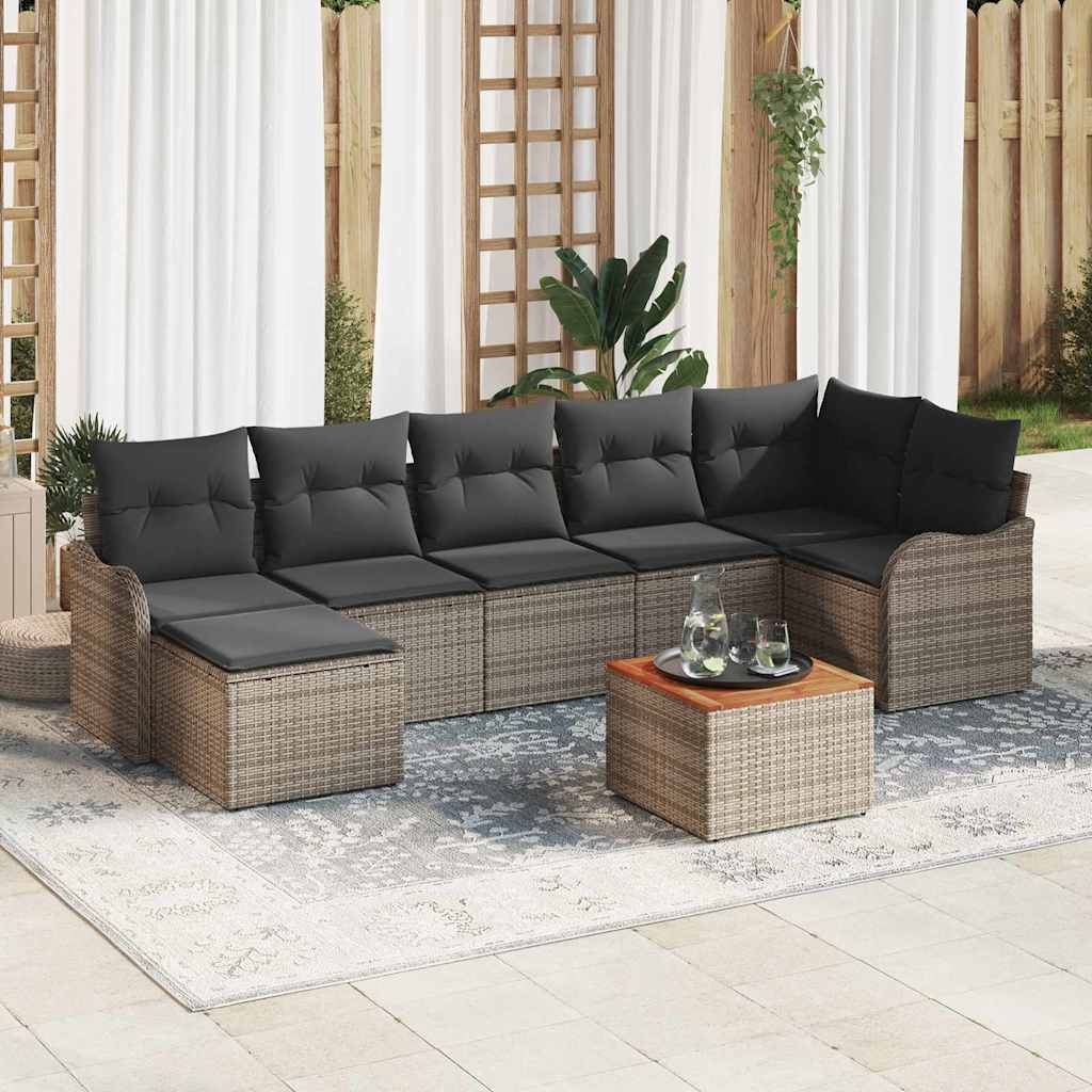 Conjunto de sofás de jardín 5 pcs Beige ratán sintético