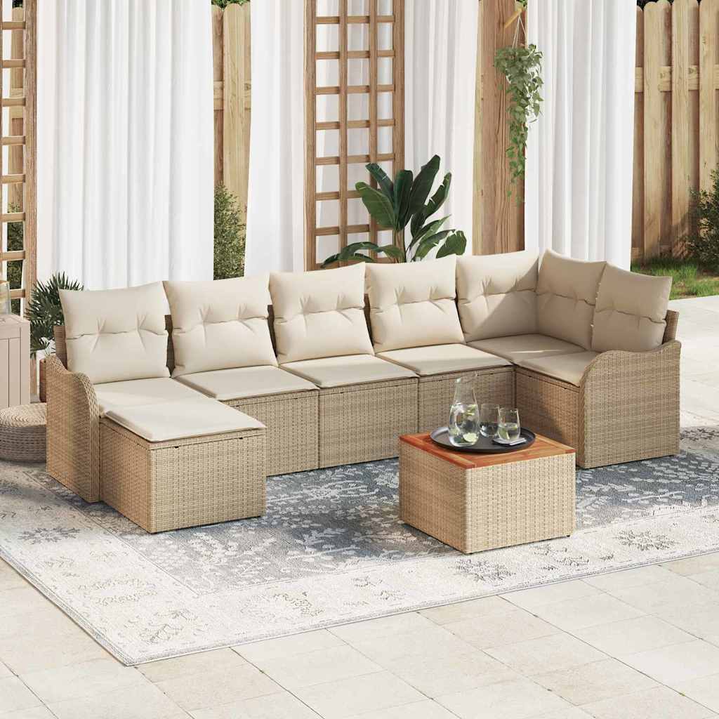 Conjunto de sofás de jardín 5 pcs Beige ratán sintético
